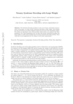 Ternary Syndrome Decoding with Large Weight
