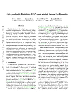 Understanding the Limitations of CNN-based Absolute Camera Pose
  Regression