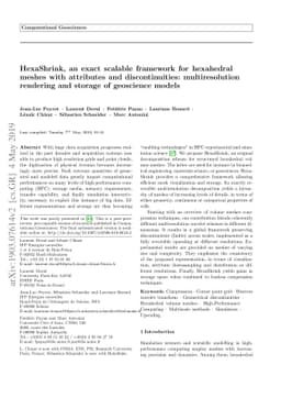 HexaShrink, an exact scalable framework for hexahedral meshes with
  attributes and discontinuities: multiresolution rendering and storage of
  geoscience models