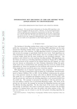 Information Set Decoding in the Lee Metric with Applications to
  Cryptography