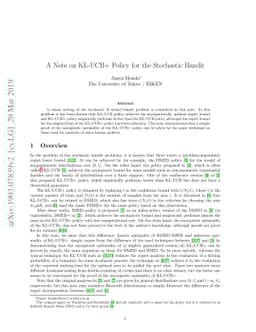 A Note on KL-UCB+ Policy for the Stochastic Bandit