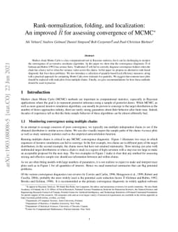 Rank-normalization, folding, and localization: An improved $\widehat{R}$
  for assessing convergence of MCMC