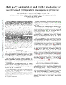 Multi-party authorization and conflict mediation for decentralized
  configuration management processes