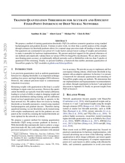 Trained Quantization Thresholds for Accurate and Efficient Fixed-Point
  Inference of Deep Neural Networks