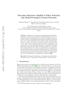 Max-plus Operators Applied to Filter Selection and Model Pruning in
  Neural Networks