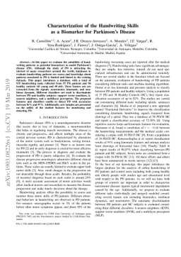 Characterization of the Handwriting Skills as a Biomarker for Parkinson
  Disease