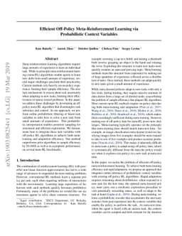 Efficient Off-Policy Meta-Reinforcement Learning via Probabilistic
  Context Variables
