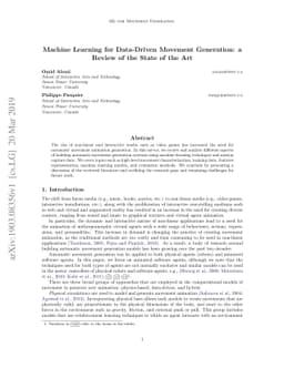 Machine Learning for Data-Driven Movement Generation: a Review of the
  State of the Art