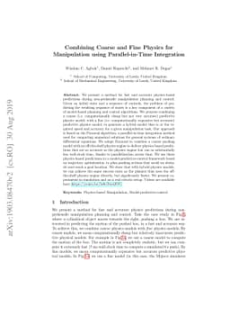 Combining Coarse and Fine Physics for Manipulation using
  Parallel-in-Time Integration