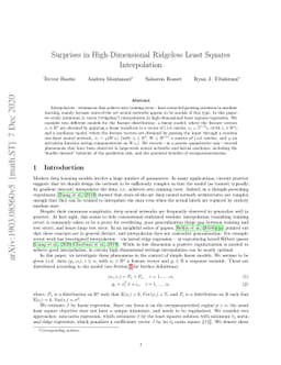Surprises in High-Dimensional Ridgeless Least Squares Interpolation
