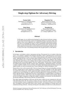 Single-step Options for Adversary Driving