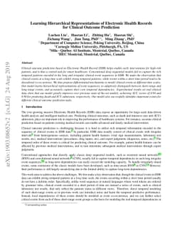 Learning Hierarchical Representations of Electronic Health Records for
  Clinical Outcome Prediction