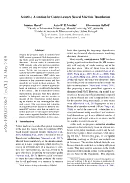 Selective Attention for Context-aware Neural Machine Translation