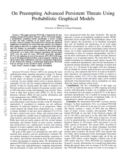 On Preempting Advanced Persistent Threats Using Probabilistic Graphical
  Models