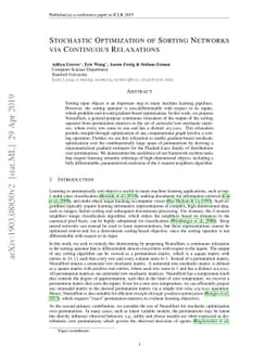 Stochastic Optimization of Sorting Networks via Continuous Relaxations