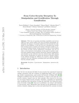From Cyber-Security Deception To Manipulation and Gratification Through
  Gamification