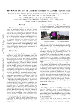 The CASE Dataset of Candidate Spaces for Advert Implantation