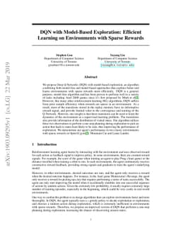 DQN with model-based exploration: efficient learning on environments
  with sparse rewards
