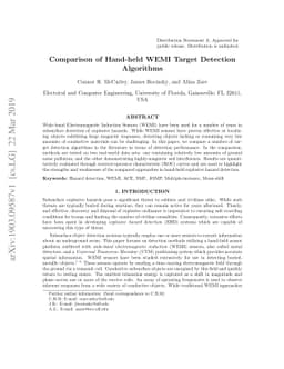 Comparison of Hand-held WEMI Target Detection Algorithms