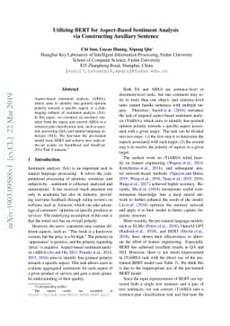 Utilizing BERT for Aspect-Based Sentiment Analysis via Constructing
  Auxiliary Sentence
