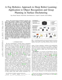 A Fog Robotics Approach to Deep Robot Learning: Application to Object
  Recognition and Grasp Planning in Surface Decluttering