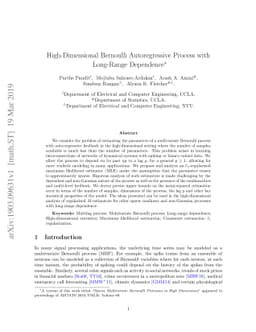 High-Dimensional Bernoulli Autoregressive Process with Long-Range
  Dependence