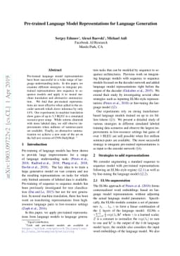 Pre-trained Language Model Representations for Language Generation