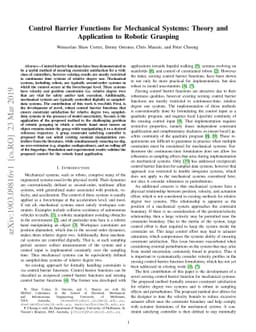 Control Barrier Functions for Mechanical Systems: Theory and Application
  to Robotic Grasping