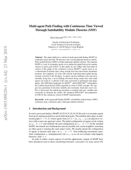Multi-agent Path Finding with Continuous Time Viewed Through
  Satisfiability Modulo Theories (SMT)