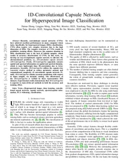 1D-Convolutional Capsule Network for Hyperspectral Image Classification