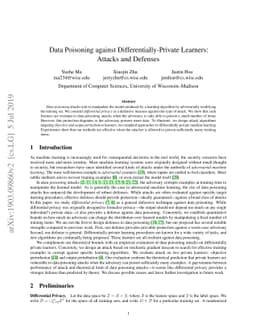 Data Poisoning against Differentially-Private Learners: Attacks and
  Defenses