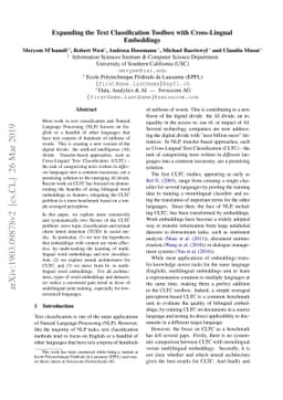 Expanding the Text Classification Toolbox with Cross-Lingual Embeddings