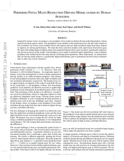 Periphery-Fovea Multi-Resolution Driving Model guided by Human Attention