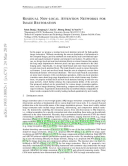 Residual Non-local Attention Networks for Image Restoration