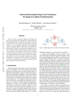 End-to-End Learning Using Cycle Consistency for Image-to-Caption
  Transformations