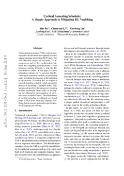Cyclical Annealing Schedule: A Simple Approach to Mitigating KL
  Vanishing
