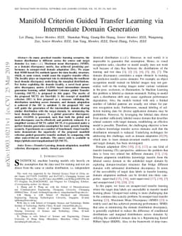 Manifold Criterion Guided Transfer Learning via Intermediate Domain
  Generation