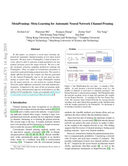 MetaPruning: Meta Learning for Automatic Neural Network Channel Pruning