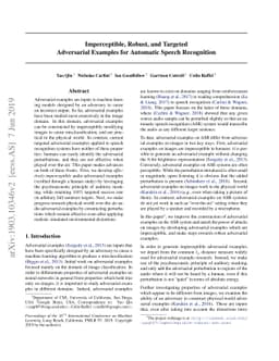 Imperceptible, Robust, and Targeted Adversarial Examples for Automatic
  Speech Recognition