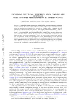 Explaining individual predictions when features are dependent: More
  accurate approximations to Shapley values