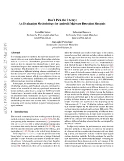 Don't Pick the Cherry: An Evaluation Methodology for Android Malware
  Detection Methods