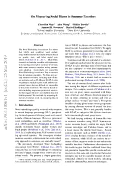 On Measuring Social Biases in Sentence Encoders