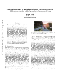 Failure-Scenario Maker for Rule-Based Agent using Multi-agent
  Adversarial Reinforcement Learning and its Application to Autonomous Driving