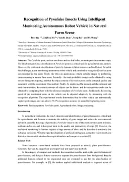 Recognition of Pyralidae Insects Using Intelligent Monitoring Autonomous
  Robot Vehicle in Natural Farm Scene
