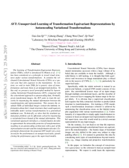 AVT: Unsupervised Learning of Transformation Equivariant Representations
  by Autoencoding Variational Transformations