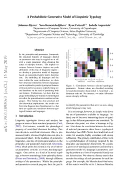 A Probabilistic Generative Model of Linguistic Typology