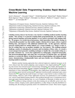 Cross-Modal Data Programming Enables Rapid Medical Machine Learning