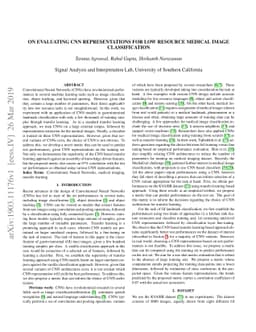 On evaluating CNN representations for low resource medical image
  classification