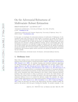 On the Adversarial Robustness of Multivariate Robust Estimation
