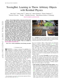TossingBot: Learning to Throw Arbitrary Objects with Residual Physics